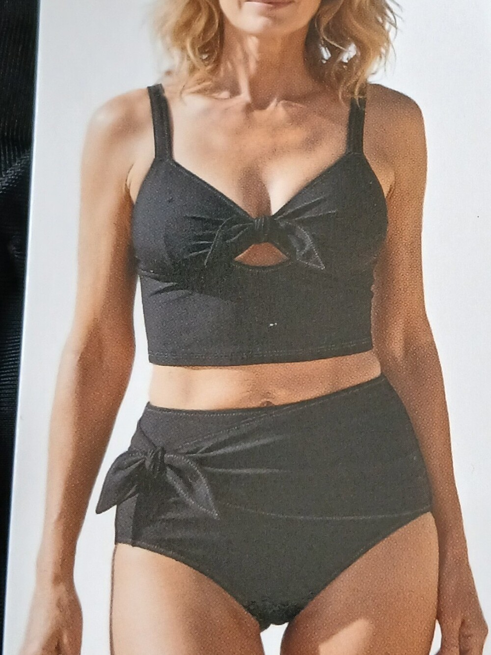 Tahari Black Longline High Waist 2 Pc Swim W Free Swim Cover Sz Medium